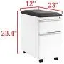 Seville Classics Airlift 2-Drawer Locking Rolling Seat Cushion Home Office Under Desk Pedestal File Storage Cabinet, 12'' W x 23'' D, White Seville Classics Airlift 2-Drawer Locking Rolling Seat Cushion Home Office Under Desk Pedestal File Storage Cabinet, 12'' W x 23'' D, White
