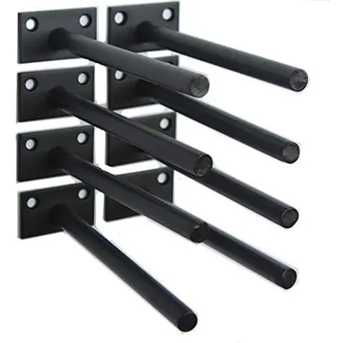 8 Pcs 6'' Black Solid Steel Floating Shelf Bracket Blind Shelf Supports - Hidden Brackets for Floating Wood Shelves - Concealed Blind Shelf Support – Screws and Wall Plugs Included 8 Pcs 6'' Black Solid Steel Floating Shelf Bracket Blind Shelf Supports - Hidden Brackets for Floating Wood Shelves - Concealed Blind Shelf Support – Screws and Wall Plugs Included