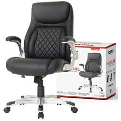 NOUHAUS +Posture Ergonomic PU Leather Office Chair. Click5 Lumbar Support with FlipAdjust Armrests. Modern Executive Chair and Computer Desk Chair (Black)