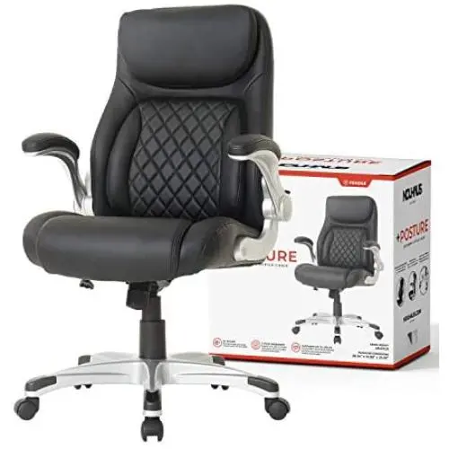 NOUHAUS +Posture Ergonomic PU Leather Office Chair. Click5 Lumbar Support with FlipAdjust Armrests. Modern Executive Chair and Computer Desk Chair (Black) NOUHAUS +Posture Ergonomic PU Leather Office Chair. Click5 Lumbar Support with FlipAdjust Armrests. Modern Executive Chair and Computer Desk Chair (Black)