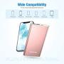 POWERADD Pilot 4GS 12000mAh 8-Pin Input Portable Charger External Battery Pack with 3A High-Speed Output Compatible with iPhone, iPad, iPod and More - Rose Gold (8 Pin Cable Include)