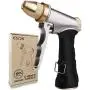 ESOW Garden Hose Nozzle 100% Heavy Duty Metal, Full Brass Nozzle & ABS Non-slip Ergonomic Grip, 4 Watering Patterns, High Pressure Metal Spray Gun for Watering Plants, Car Wash and Showering Dog ESOW Garden Hose Nozzle 100% Heavy Duty Metal, Full Brass Nozzle & ABS Non-slip Ergonomic Grip, 4 Watering Patterns, High Pressure Metal Spray Gun for Watering Plants, Car Wash and Showering Dog