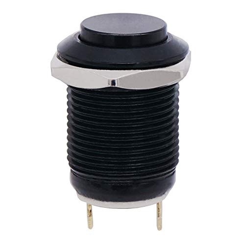 Twidec /12mm 1/2'' Waterproof Black Metal Shell Momentary Raised Top Push Button Switch DC/AC 36V 2A SPST 1NO Start Button for car Modification Switch(Quality Assurance for 1 Years) M-12-BK-G