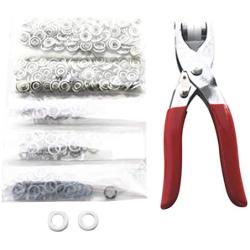 Garneck 200 Pcs Sewing Snaps,Snap Fasteners Tool Kit, 9.5mm Metal Grommet Kit, Press Studs Snap Buttons Rings with Plier and 2 Rubber Sleeve for DIY Sewing Craft Thin Clothing