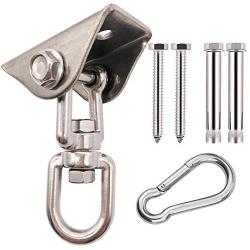 Xavnia Heavy Duty Swing Hangers Suspension Hooks Stainless Steel 360° Rotation with Hanging Snap Hooks Screws Bolts for Concrete Wooden Sets Playground Porch Yoga Hammock Sandbag Swingset Hardware