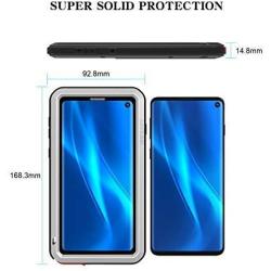 LOVE MEI Samsung Galaxy S10 Case with Built-in Glass Screen Protector Full-Body Wireless Charging Sturdy Hard Cover Shockproof Dustproof Metal and Silicone Heavy Duty Case for Samsung S10 (Silver)