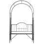 Outsunny Outdoor Garden Arbor Arch Steel Metal with Bench Seat - Black