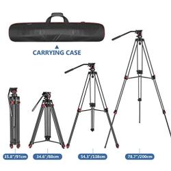 Neewer Professional Heavy Duty Video Tripod 77 inches Aluminum Alloy with 360 Degree Fluid Drag Head, Quick Shoe Plate/Bubble level for Nikon Canon DSLR Cameras Video Camcorders, Load up to 26.5 Pound