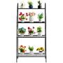 DOEWORKS 4 Tier Metal Plant Stand, Plant Display Rack, Ladder-Shaped Stand Shelf, Pot Holder for Indoor Outdoor Use, Black