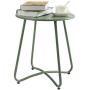 HollyHOME Small Round Patio Metal Side Snack Table, Accent Anti-Rust Steel Coffee Table for Garden, Modern Weatherproof Outdoor End Table, (H) 17.55'' x(D) 15.60'', Atrovirens