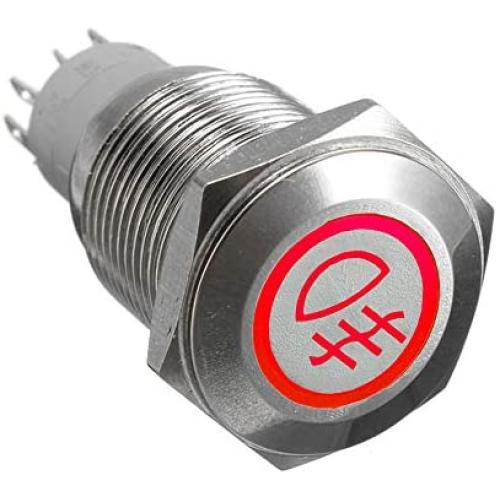 ESUPPORT 12V Car Vehicle Red LED Light Fog Push Button Metal Toggle Switch 16mm