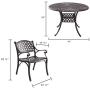 Kinger Home 5-Piece Cast Aluminum Patio Dining Set w/ 4 Chairs, Umbrella Hole, Lattice Weave Design - Antique Brown