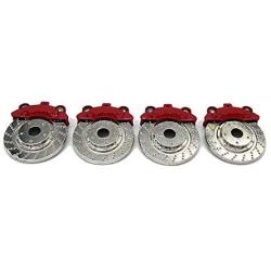 Binchil 4Pcs Metal Brake Disc Caliper Tire Modification Accessories for WPL D12 1/10 RC Car Upgrade Parts,Red