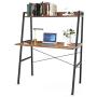 Its_Organized Ladder Computer Desk, 43 inch Computer Desk, Modern Writing Table with Bookshelf, PC Laptop Workstation with Metal Frame,Study Shelf Desk for Home Office (Archaize Brown)