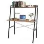 Its_Organized Ladder Computer Desk, 43 inch Computer Desk, Modern Writing Table with Bookshelf, PC Laptop Workstation with Metal Frame,Study Shelf Desk for Home Office (Archaize Brown)