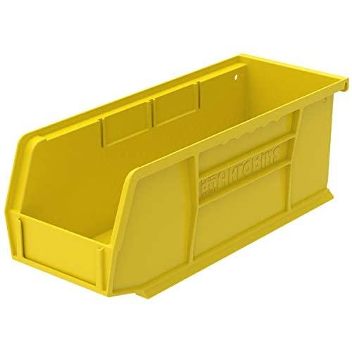 Akro-Mils 30224 AkroBins Plastic Storage Bin Hanging Stacking Containers, (11-Inch x 4-Inch x 4-Inch), Yellow, (12-Pack) (30224YELLO)