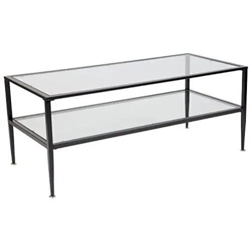 Flash Furniture Newport Collection Glass Coffee Table with Black Metal Frame Flash Furniture Newport Collection Glass Coffee Table with Black Metal Frame