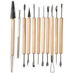 Darice 11-Piece Clay Tools Set from Studio 71 – Metal Tipped Clay Sculpting Tools with Wood Handles, Ideal for Cleaning and Creating Decorative Effects on Clay Surfaces