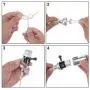 Canomo Silver Finish Make-A-Lamp Kit 3-Way with 8 Inch Harp, 2 Pieces 12'' Lamp Pipe, and All Parts Needed and Instructions for DIY Lamp Design or Repair