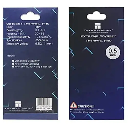 CB Thermalright Thermal Pad 12.8 W/mK, 85x45x0.5mm, Non Conductive Heat Resistance High Temperature Resistance, Silicone Thermal Pads for Laptop Heatsink/GPU/CPU/LED Cooler (0.5mm) CB Thermalright Thermal Pad 12.8 W/mK, 85x45x0.5mm, Non Conductive Heat Resistance High Temperature Resistance, Silicone Thermal Pads for Laptop Heatsink/GPU/CPU/LED Cooler (0.5mm)
