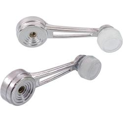 Window Crank compatible with Ford F-Series 73-79/Bronco 80-86 Front Chrome Body-White Knob Metal Set of 2