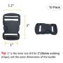 EesTeck 10 Set 1 Inch Flat Dual Adjustable Plastic Quick Side Release Plastic Buckles and Tri-Glide Slides for Luggage Straps Pet Collar Backpack Repairing (Black, Fit for 1”/25mm Webbing Straps)