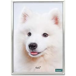 Decanit Silver Metal Thin Edge 4x6 Picture Frames, Silver Thin Profile photo frames 4 by 6 Inch,Wall Mount or Tabletop