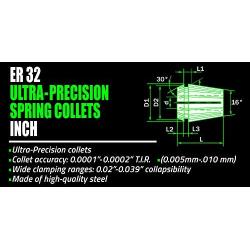 ER32 ULTRA Precision Spring Collets (0.0001'' T.I.R.) USA 100% Quality Control