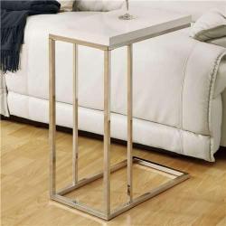 Monarch Specialties 3008, Chrome Accent Metal Base C Table, White