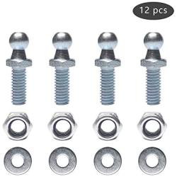 Beneges 4 Pair 10mm Ball Studs With Hardware Lock Nuts Washers 5/16-18 Thread x 3/4'' Long Shank For Universal Gas Lift Support Strut End Fittings