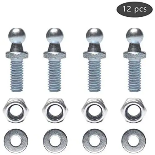 Beneges 4 Pair 10mm Ball Studs With Hardware Lock Nuts Washers 5/16-18 Thread x 3/4'' Long Shank For Universal Gas Lift Support Strut End Fittings