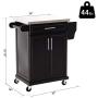 HOMCOM Wood Stainless Steel Multi- Storage Rolling Kitchen Island Utility Cart with Wheels - Black
