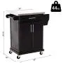 HOMCOM Wood Stainless Steel Multi- Storage Rolling Kitchen Island Utility Cart with Wheels - Black HOMCOM Wood Stainless Steel Multi- Storage Rolling Kitchen Island Utility Cart with Wheels - Black