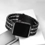 Bestig Compatible for Apple Watch Band 38mm 40mm Premium Solid Stainless Steel Metal Replacement Adjustable Sport Wristband Bracelet Strap for iWatch Series 6 SE 5 4 3 2 1 (Matt Black/Polished Silver)