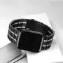 Bestig Compatible for Apple Watch Band 38mm 40mm Premium Solid Stainless Steel Metal Replacement Adjustable Sport Wristband Bracelet Strap for iWatch Series 6 SE 5 4 3 2 1 (Matt Black/Polished Silver)