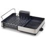 Joseph Joseph Stainless-Steel Extendable Dual Part Dish Rack Non-Scratch and Movable Cutlery Drainer and Drainage Spout, One-size, Gray
