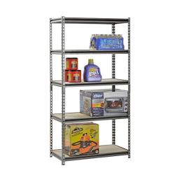 Muscle Rack UR361872PB5PAZ-SV Silver Vein Steel Storage Rack, 5 Adjustable Shelves, 4000 lb. Capacity, 72'' Height x 36'' Width x 18'' Depth