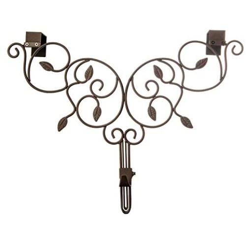 [Front Door WREATH HANGER] - Ivy Design | ADJUSTABLE Hook Length for Tall and Small Doors | PADDING to Prevent Damage like Scratch and Dents | Heavy Duty Cast Iron Metal Hangar - (Brown)