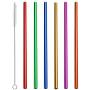 6Pcs Reusable Metal Straws, Drinking Straws, Aluminum Straws, Smoothies Straws, Wide Straws, Rainbow Colorful Straws for Party, Included a Cleaning Brush