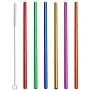 6Pcs Reusable Metal Straws, Drinking Straws, Aluminum Straws, Smoothies Straws, Wide Straws, Rainbow Colorful Straws for Party, Included a Cleaning Brush