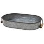 Hawoo Galvanized Metal Tray,Farmhouse Serving Tray Farmhouse Kitchen Decor Serving Trays with Wooden Handles,Decorative Trays for Coffee Table,Christmas,Wedding and Party,14.5''x 8.2''