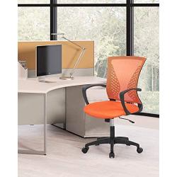 Home Office Chair Mid Back PC Swivel Lumbar Support Adjustable Desk Task Computer Ergonomic Comfortable Mesh Chair with Armrest (Orange)