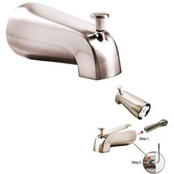 SENTO Slip On Nickel Universal Bathroom Tub Spout with Diverter, Durable Heavy Duty Metal Bathtub Faucet with Shower Diverter - 4 Inches 1/2'' Copper Pipe, Satin Nickel