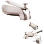 SENTO Slip On Nickel Universal Bathroom Tub Spout with Diverter, Durable Heavy Duty Metal Bathtub Faucet with Shower Diverter - 4 Inches 1/2'' Copper Pipe, Satin Nickel