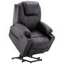 Mcombo Electric Power Lift Recliner Chair Sofa with Massage and Heat for Elderly, 3 Positions, 2 Side Pockets and Cup Holders, USB Ports, Faux Leather 7040 (Medium, Black)