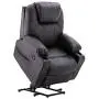 Mcombo Electric Power Lift Recliner Chair Sofa with Massage and Heat for Elderly, 3 Positions, 2 Side Pockets and Cup Holders, USB Ports, Faux Leather 7040 (Medium, Black)