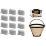 GoldTone Brand 8-12 Cup Coffee Filter & Set of 12 Charcoal Water Filters fits Cuisinart Coffee Maker and Brewers. Replaces your Cuisinart No.4 Cone Reusable Coffee Filter & Cuisinart Water Filter