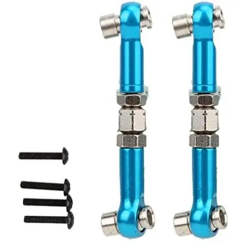 T best RC Steering Linkage Rod, 2Pcs Metal Front Rear Steering Linkage Rods for HPI RS4 Sport 3 1/10 Upgrade Accessories(Blue)