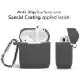 AirPods Case, GMYLE Silicone Protective Shockproof Wireless Charging Airpods Earbuds Case Cover Skin with Keychain Set Compatible for Apple AirPods 2 & 1 – Transparent Black [Front LED Visible]