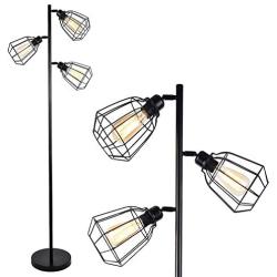 LEONLITE 65inch Track Tree Floor Lamp, 3 Bulbs Included, Industrial Floor Lamps, Rustic 3-Head Torchiere Lamp Fixture